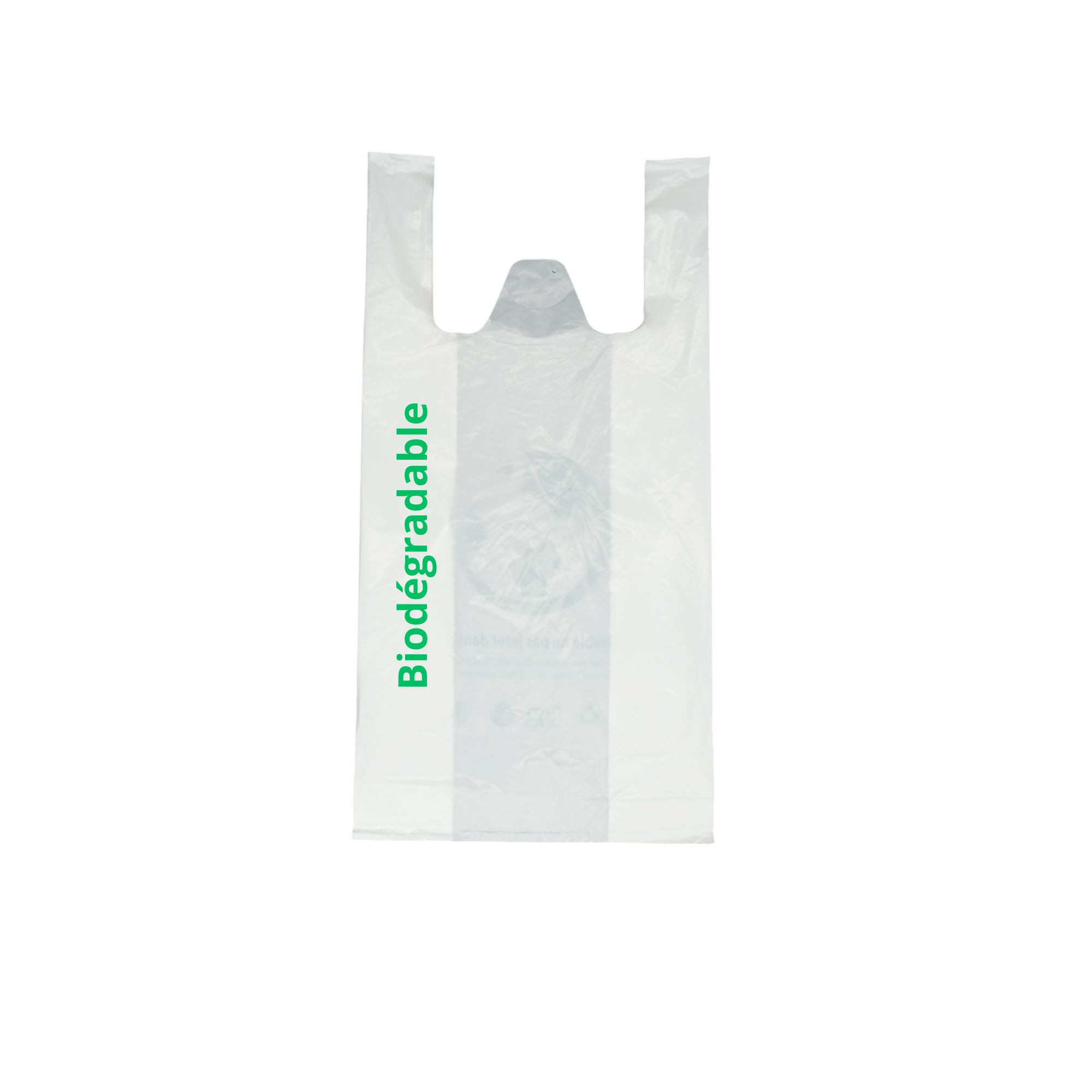 Sac bretelle réutilisable biodégradable blanc 28+14x48 cm